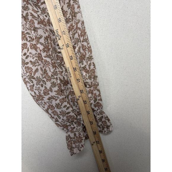 Japna's Women's Crop Top Sz L Stretch Bodice Long Sleeve Tan Floral - Picture 10 of 13